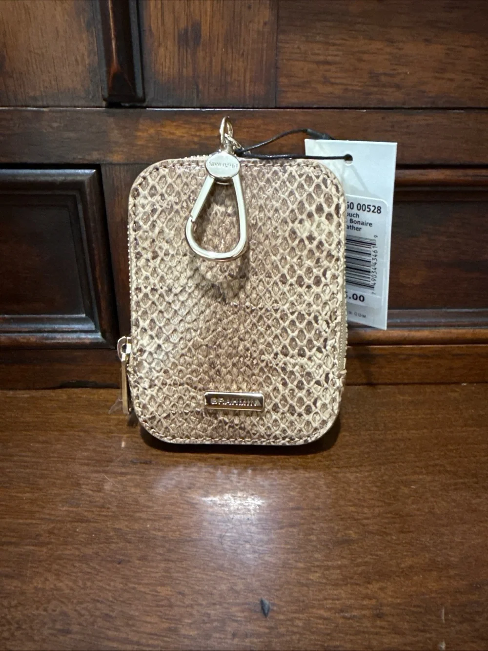 BRAHMIN Katelynn Pouch, light pecan bonaire Genuine Leather